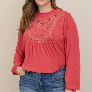 Torrid Women's Coral Embroidered Top 3X